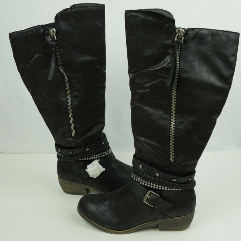 SO Black Over-the-Knee Zip & Buckle Riding Boots